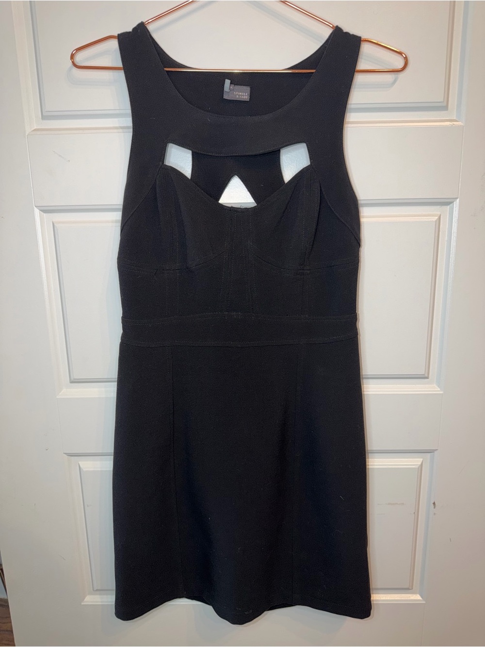 Sparkle & Fade Black Sleeveless Cutout Mini Dress